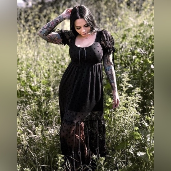 Foxblood Polka Dot Mini Babydoll Mesh Dress - Picture 10 of 10